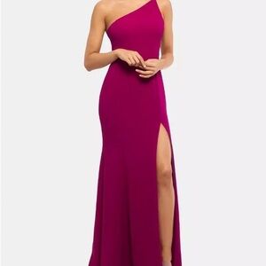 Xscape One-Shoulder Fuchsia Gown